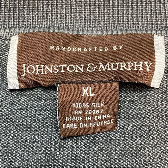 Johnston & Murphy Gray 100% Silk Knit Long Sleeve Pullover Size XL - Picture 3 of 9